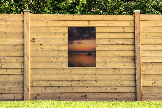 Tuinposter 60x90 cm - Tuindecoratie Oranje - Water - Hemel - Poster voor in de tuin - Buiten decoratie - Schutting tuinschilderij - Tuindoek muurdecoratie - Wanddecoratie balkondoek