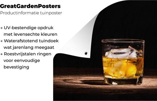 Décoration murale extérieure Whisky - Alcohol - Glas - 160x120 cm - Toile de jardin - Affiche extérieure