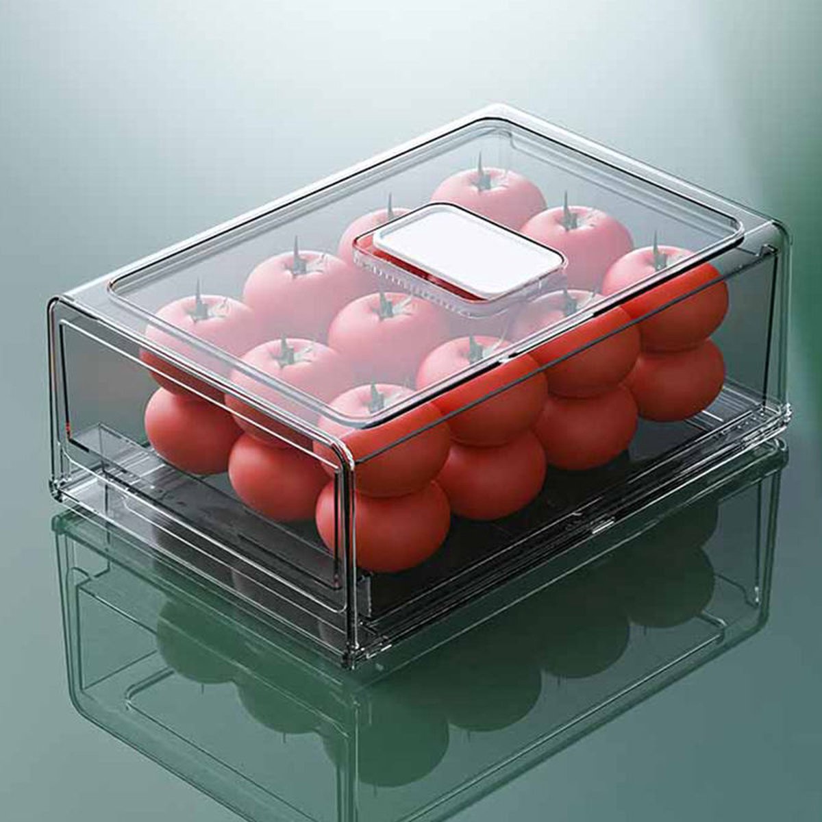 Without Lemon - Premium Koelkast Organizer - met Deksel - Set van 2 Klein - Voorraadbox - Opstapelbaar - Vershoudbox - Schuiflade - extra Lades - Transparant