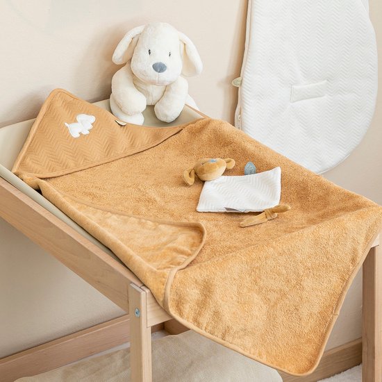 Nattou Kapuzenbadetuch Mit Waschhandschuh – Waschbär Bob Motiv, 75x75 Cm, 100% Polyester, Für Babys