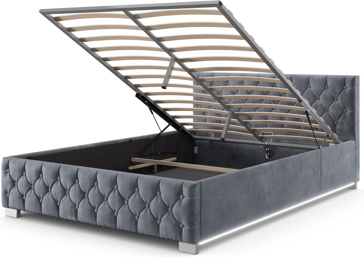 ZYLOYAL10 Gestoffeerd bed met USB en ledlicht tweepersoonsbed met lattenbodem van metalen frame, bedframe van linnen materiaal, tienerbed ( grijs, 90 x 200 cm ZYLOYAL10 Gestoffeerd bed met USB en ledlicht tweepersoonsbed met lattenbodem van metalen frame, bedframe van linnen materiaal, tienerbed ( grijs, 90 x 200 cm