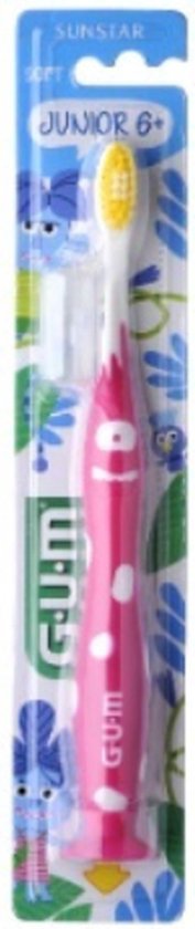 4 x GUM Junior Tandenborstel (6-12 jaar) Roze/Geel