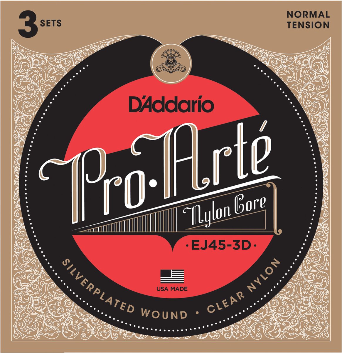 D'Addario EJ45-3D 3 sets snaren Klassieke Gitaar - Normal Tension in 3 Pack