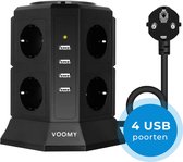 Voomy Multi Stekkerdoos met Schakelaar - 4 USB Poorten - 8 Stopcontacten