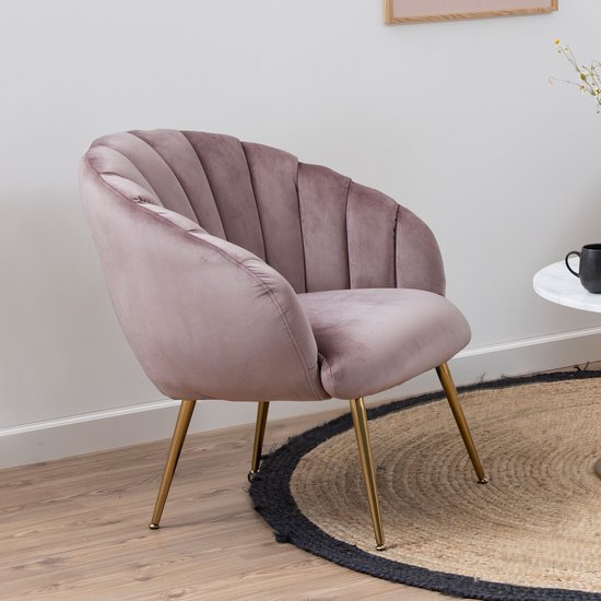 Sohome Fauteuil Garrick - Velvet - Dusty Rose/Gold