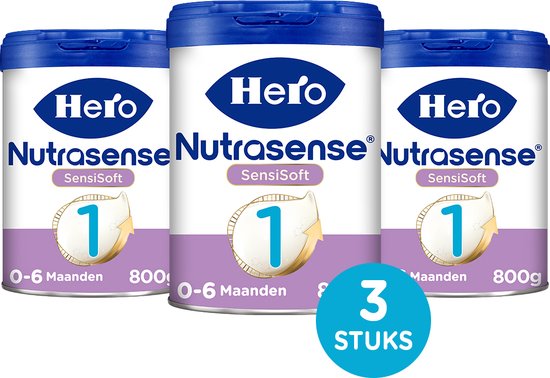 Hero Nutrasense SensiSoft zuigelingenvoeding 1 - Flesvoeding van 0 tot 6 maanden - 3 x 800 gram