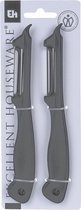 Excellent Houseware - dunschiller/aardappelmesje - 2 stuks - kunststof - grijs