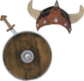 Funny Fashion Viking verkleed accessoire set met helm zwaard en schild - Carnaval feestsetjes