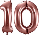 Folat Folie ballonnen - 10 jaar cijfer - brons - 86 cm - leeftijd feestartikelen
