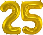 Folat Folie ballonnen - 25 jaar cijfer - goud - 86 cm - leeftijd feestartikelen