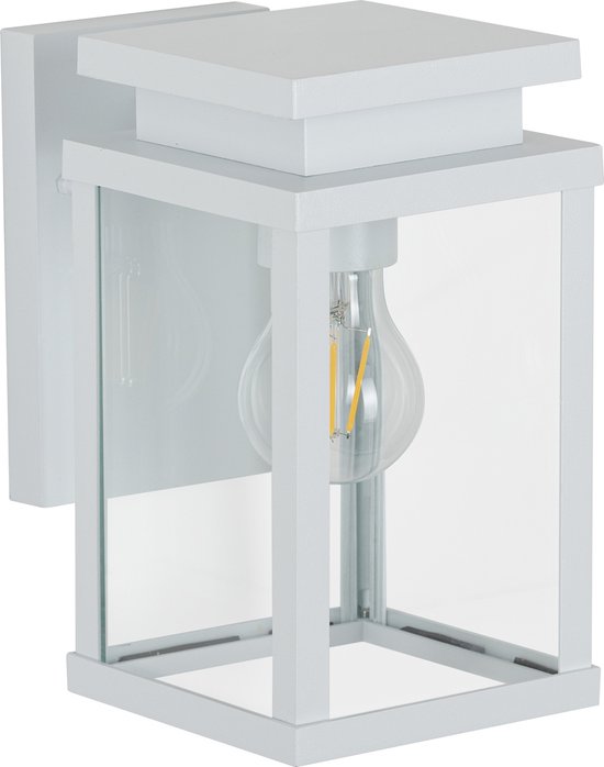 KS Verlichting wandlamp Jersey wit buitenlamp E27 vierkant modern glas aluminium