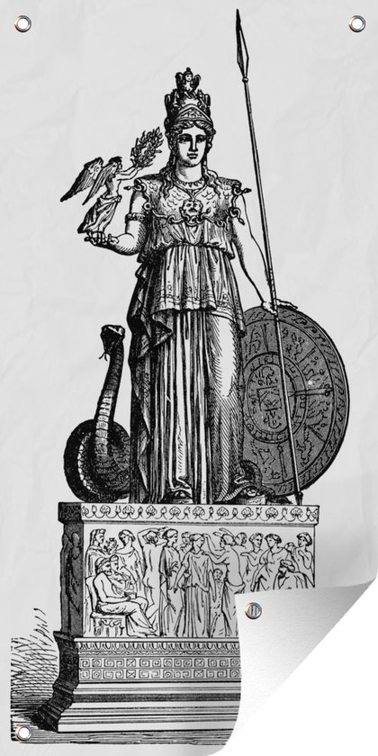 Schuttingposter Een antieke illustratie van de Griekse godin Athena - 100x200 cm - Tuindoek