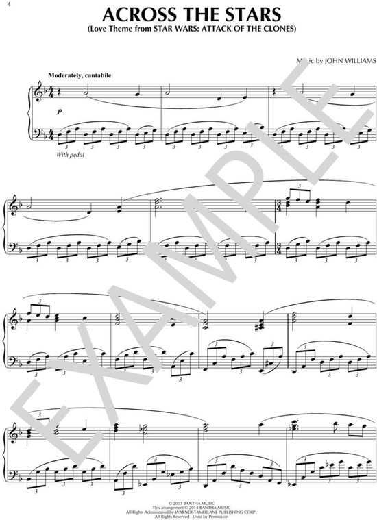 Muziekblad 'Across the Stars', Love Theme uit Star Wars.