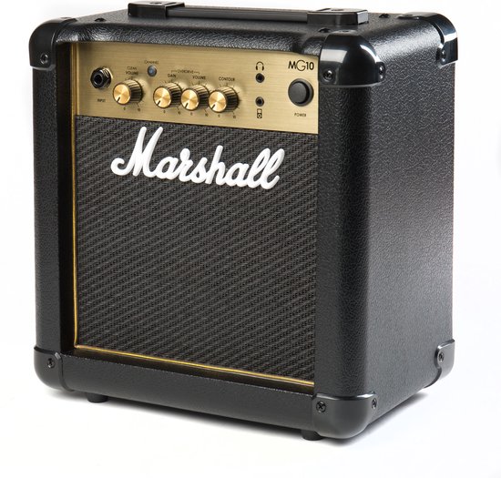 Foto: Marshall mg10 mg gold guitar combo amplifier transistor combo versterker voor elektrische gitaar