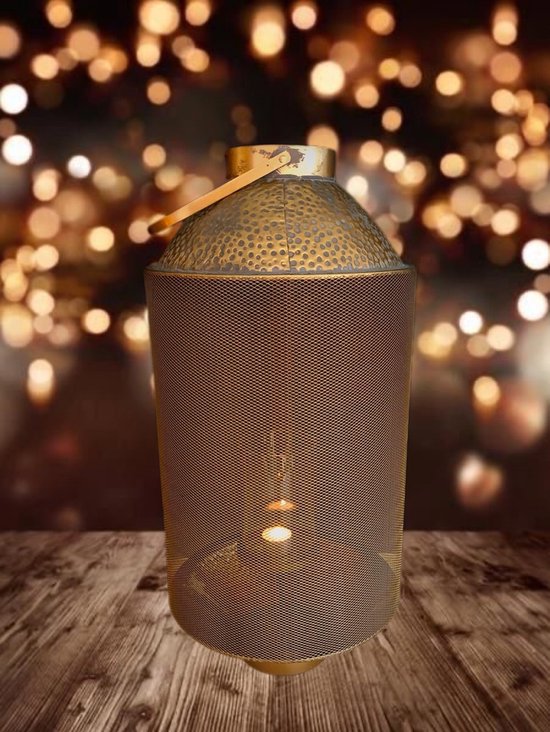 Lanterne dorée ronde haute 60,8 cm de haut - bougeoir - lanterne - lumière  du vent -... | bol