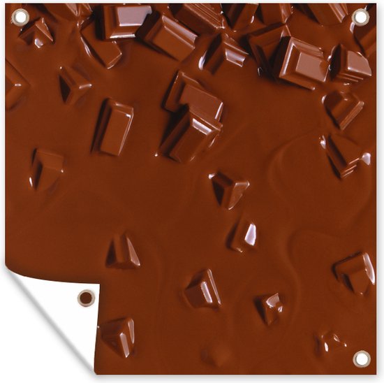 Tuinposters Chocolade aan het smelten - 50x50 cm - Tuindoek - Buitenposter