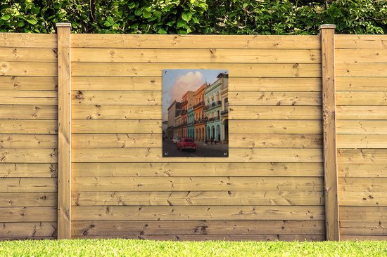 Affiche de jardin de voitures anciennes pour les bâtiments colorés de Cuba 60x80 cm - Toile de jardin / Toile d'extérieur / Peintures pour l'extérieur (décoration de jardin)