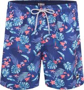 Happy Shorts Zwemshort Heren Met Hawaii Print Blauw - Maat M - Zwembroek