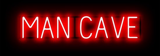 MAN CAVE - Neon LED bord verlichting - SpellBrite - 81,3 x 16 cm rood - Mancave decoratie wandbord - 6 Verlichting Dimstanden - 8 Lichtanimaties