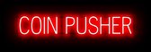 COIN PUSHER - Neon LED bord verlichting - SpellBrite - 97 x 16 cm rood - Mancave decoratie wanbord - 6 Dimstanden - 8 Lichtanimaties