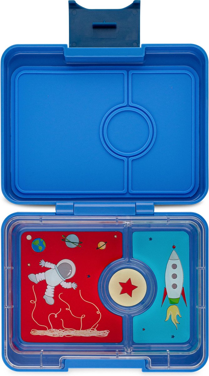 Yumbox Snack - lekvrije Bento box lunchbox - 3 vakken - True Blue / Raket tray