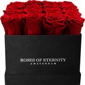 Roses of Eternity - Longlife rozen in suede doos - 1 tot 3 jaar houdbaar - flowerbox - Romantisch - Cadeau voor vrouw - vriendin - haar - liefdes - huwelijk - Valentijn - Kerst - rood