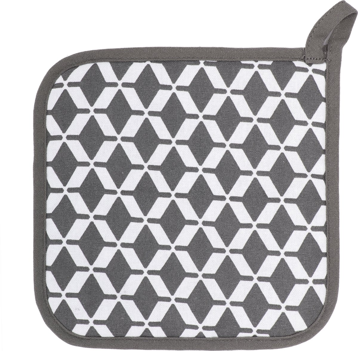 Pannenlap geo square 20x20 met haak, grijs set2
