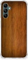 Coque de téléphone portable Samsung Galaxy A14 5G Coque de téléphone avec nom avec bord transparent Dark Wood