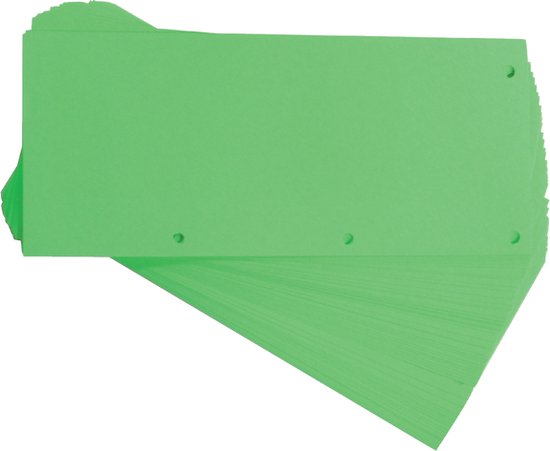 Stapel lichtgroene tabbladen met 4 gaten, 240x105mm.