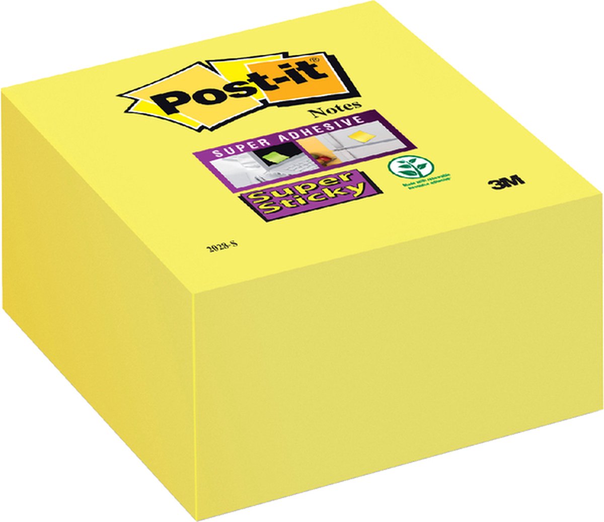 Post-it Sticky Notes Cube, Jaune Canari, Pack de 1 Bloc, de 450 Feuilles,  76 mm