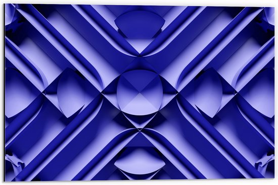 Dibond - Paarse 3D Vormen - 60x40 cm Foto op Aluminium (Wanddecoratie van metaal)