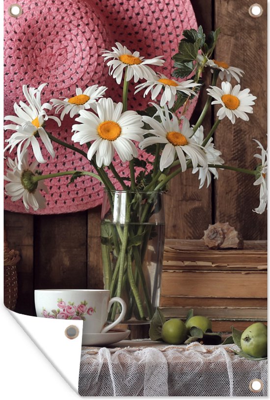 Tuinposter 80x120 cm Bloemen - Watercolor - Kunst - Leen Bakker