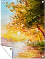 Tuinschilderij Natuur - Schilderij - Boom - Water - 60x80 cm - Tuinposter - Tuindoek - Buitenposter