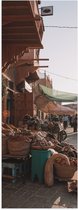 WallClassics - Poster (Mat) - Markt in Marrakesh - Marokko - 40x120 cm Foto op Posterpapier met een Matte look