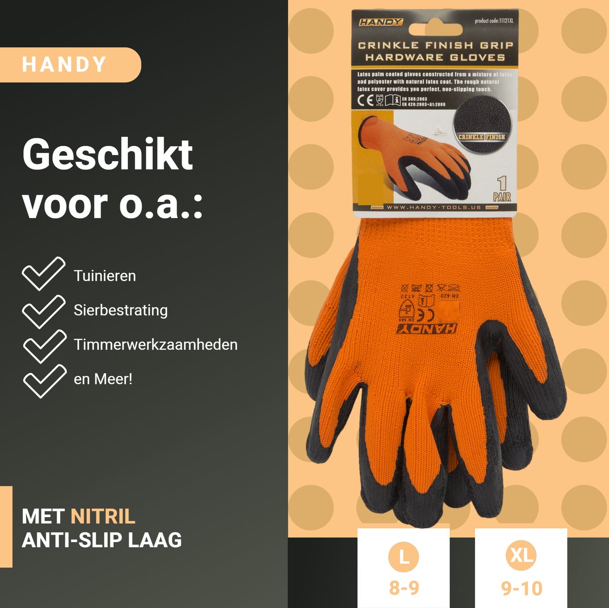 HANDY - Gants de travail - Taille L - Extra épais et de haute qualité -  Réutilisables