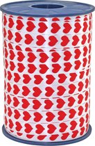 Cadeaulint Hartjes - rood - 250m 10mm- inpaklint - krullint - sierlint - Valentijn - ballonlint [ean=sku©Promoballons]
