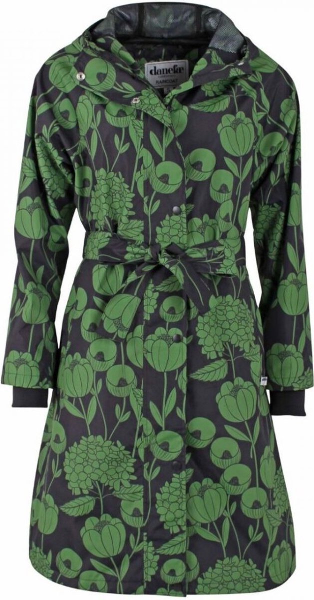 Zwart / groen Hortensia Elisabeth regenjas van Danefae XL