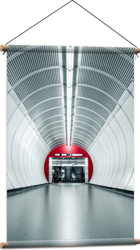 WallClassics - Textielposter - Ondergrondse roltrappen - Wenen - 60x90 cm Foto op Textiel