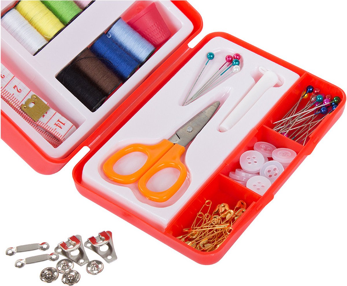 Navaris Naaidoos Opbergbox Met Accessoires - Naaiset Inclusief Naaidoos Met Toebehoren   Complete 76 Delige Naaikoffer   Bloemen 4063004038888