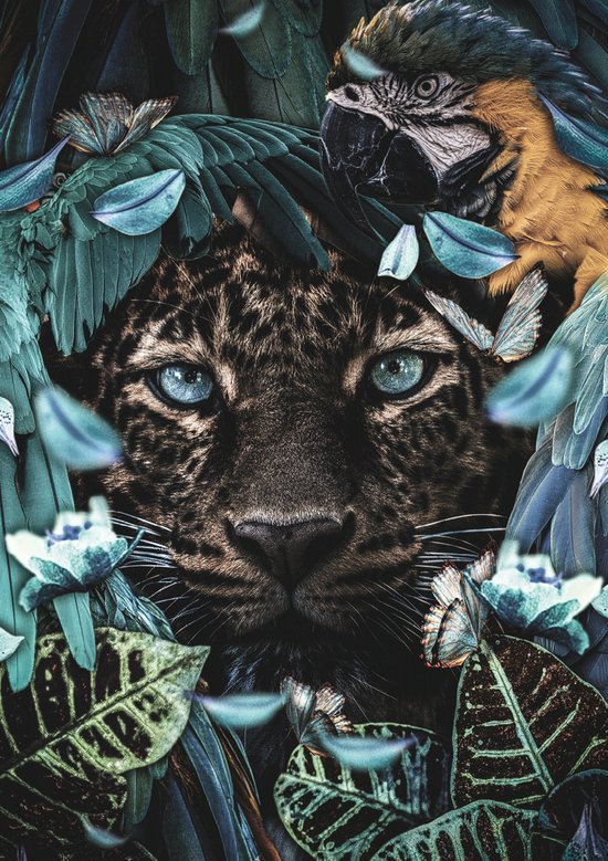 Schilderij - Dibond ophangplaat - Blue Eyed Panther 60x80cm