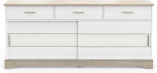 Dressoir Cottage 200cm breed met 2 schuifdeuren en 3 laden in kronberg eik en wit