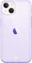 Sparkle Away Violet - Coque en Siliconen adaptée à l' iPhone 14 Plus - Coque antichoc à paillettes - Coque à Glitter violet