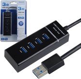 Malony® Usb Hub - USB Splitter - 4 Poorten - 5 Gbps - Blauw Led - USB 3.0 - Compact - Zwart
