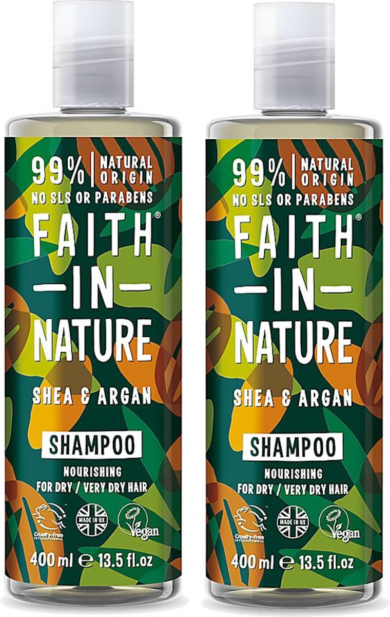Faith in Nature - Shea & Argan Shampoo - 400ml - 2 Pak