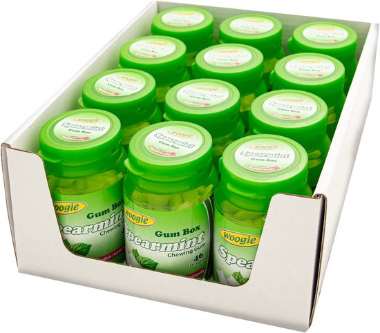 Chewing-gum menthe verte sans sucre 64.4g - Carton de 12 pièces
