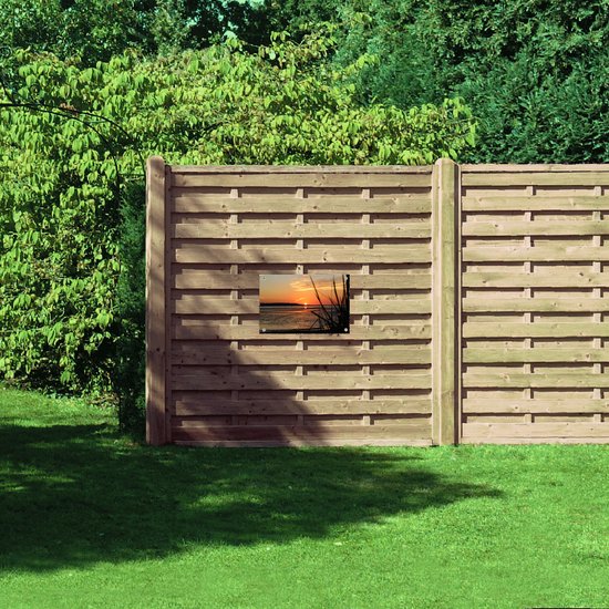 WallClassics - Poster de jardin - Coucher de soleil au bord de la mer - 60x40 cm Photo sur poster de jardin (décoration murale pour extérieur et intérieur)