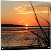 WallClassics - Tuinposter – Zonsondergang aan Zee - 80x80 cm Foto op Tuinposter (wanddecoratie voor buiten en binnen)