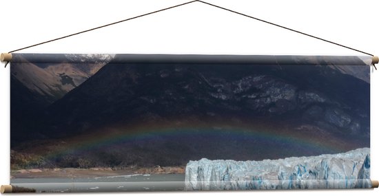 WallClassics - Textielposter - Regenboog onder aan Berg bij IJskappen - 120x40 cm Foto op Textiel