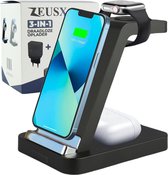 ZeusX 3 in 1 Draadloze Oplader [15W Snellader] - iPhone & Samsung - Inclusief Quick Charge Adapter