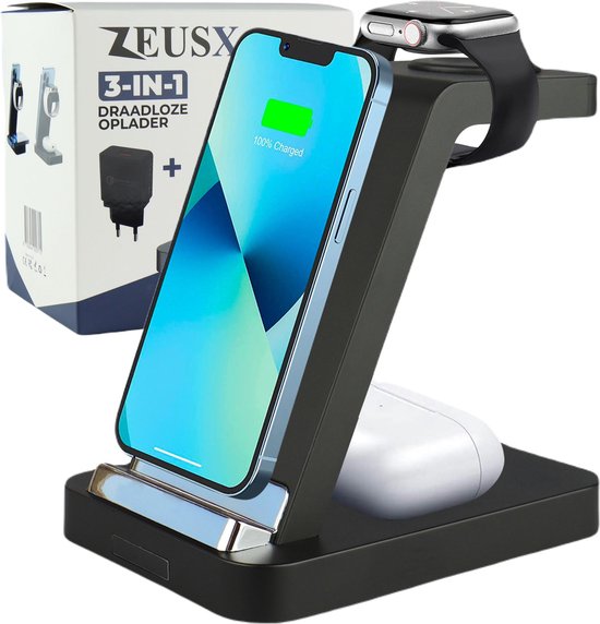 Noordoosten schuld Vleien ZeusX 3 in 1 Draadloze Oplader [15W Snellader] - iPhone & Samsung -  Inclusief Quick... | bol.com